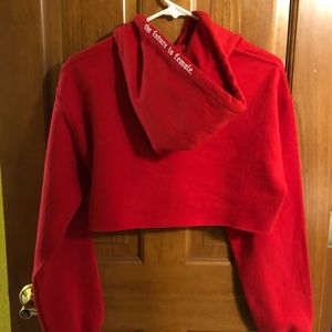 Red crop top hoodie